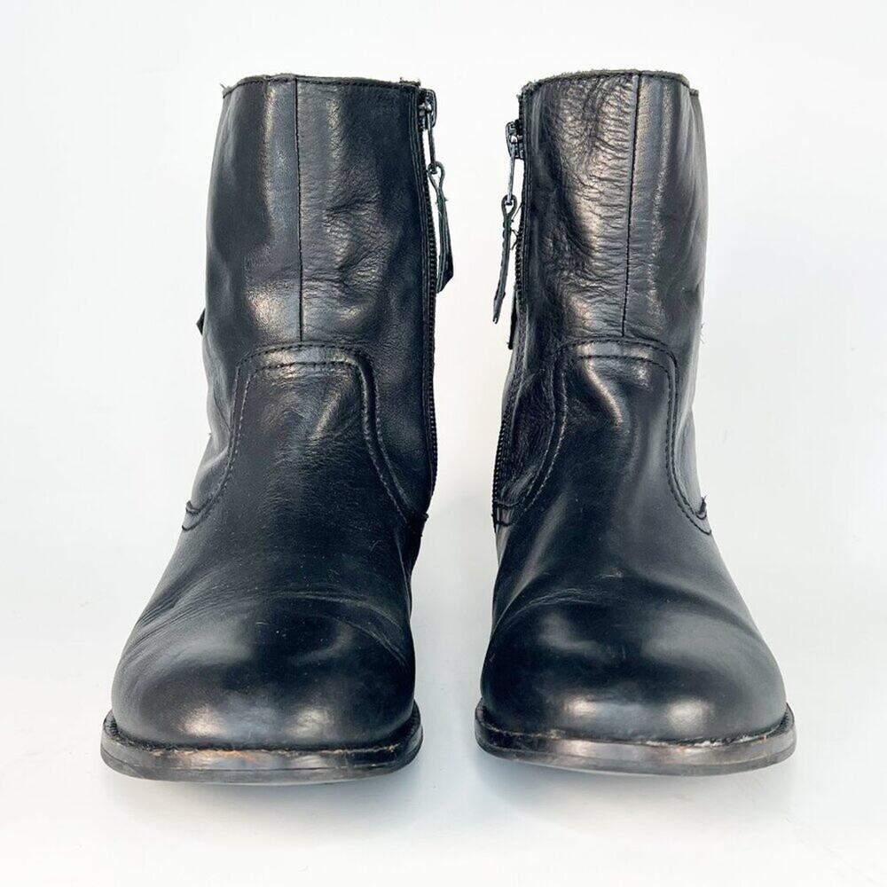 Aldo Black Leather Moto Motorcycle Buckle Ankle Boots Booties Women 7.5 - Picture 2 of 13